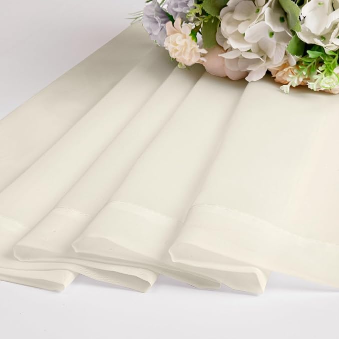 Sheer Curtains, Cream Sheer Curtains 50 Inch Length 2 Panels Set, Rod Pocket - Image 6