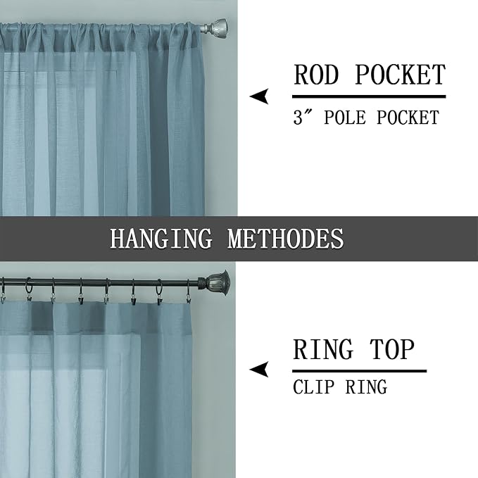 Tollpiz Short Sheer Curtain Linen Textured Living Room Curtains Sheer Light - Image 5