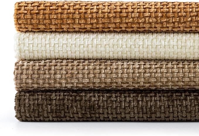 MIULEE Decorative Chenille Fall Euro Pillow Covers Brown 24x24 Pack of 4 | - Image 7