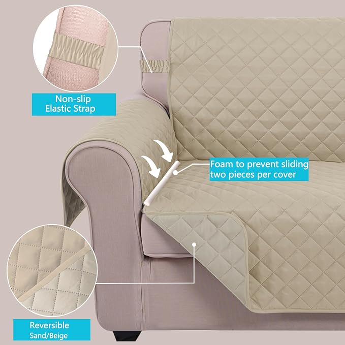 U-NICE HOME Reversible 23''Recliner Small Chair Cover, Sand/Beige | Recliner - Image 5