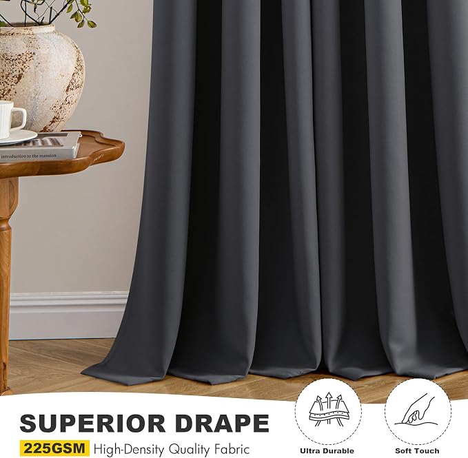 MIULEE Blackout Curtains for Bedroom 2 Panels 50 x 63 Inch Long Dark Grey | - Image 5