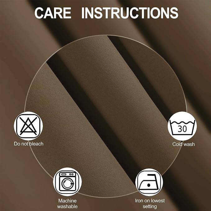 Brown Thermal Blackout Curtains/38 x 84 Inch/Set of 2 Panels Room Darkening - Image 4