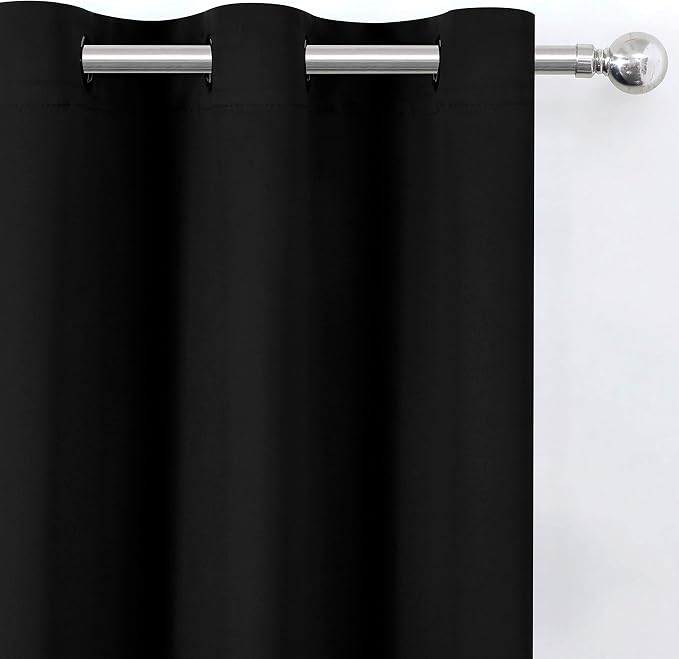 Black Thermal Blackout Curtains/52 x 95 Inch/Set of 2 Panels Room Darkening - Image 7