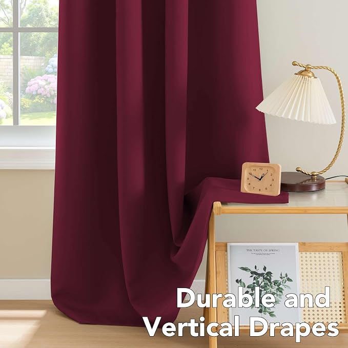 H.VERSAILTEX Burgundy Red Blackout Draperies Curtains Thermal Insulated Window - Image 8