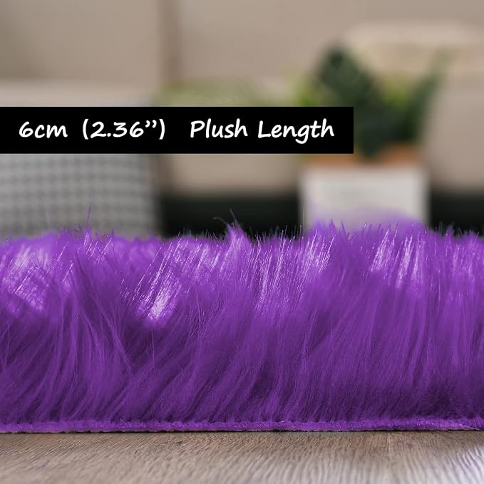 Goolela Purple Area Rug 5x8 Fluffy Fuzzy Furry Carpet - Image 3