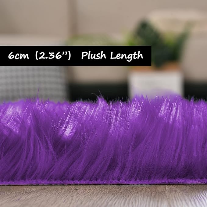 Goolela Purple Area Rug 6x9 Fluffy Fuzzy Furry Shag Carpet - Image 3