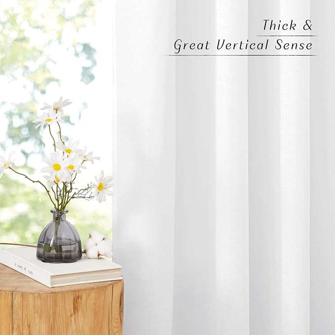 NICETOWN Linen White Curtains 96 inches Long, Grommet Thick Linen Blend Privacy - Image 5