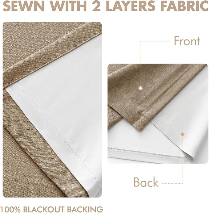 MIULEE Cafe Brown Pinch Pleated 100% Blackout Linen Curtains 40x108 Inches | - Image 5