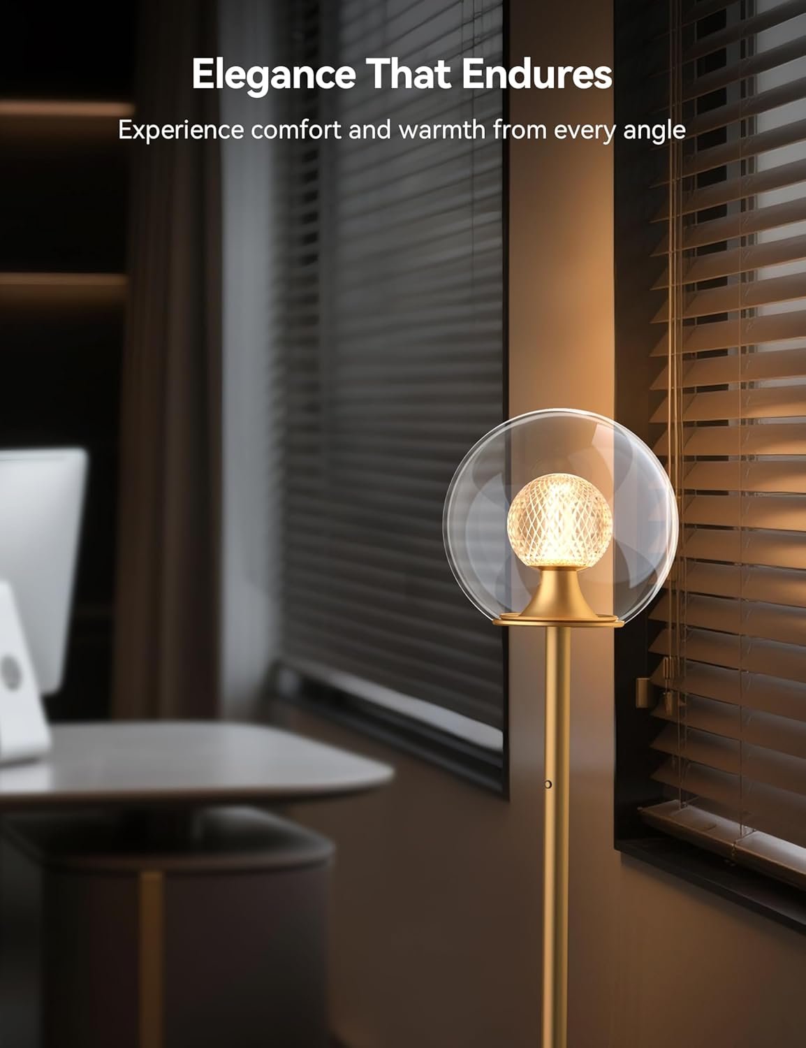 Tubicen Gold Floor Lamp with Dual-Globe Glass Shade Memory Function Art Decor 4-Stage Touch Control Dimmable Modern LED Corner Standing Floor Lamp for Bedroom Office Living Room Bedside