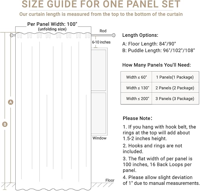 Faux Linen Total Blackout Sliding Door Curtains 90 Inches Long, Sage Green | - Image 7