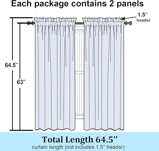 Simplebrand Hunter Green Sheer Curtains 63 Inch Length 2 Panels, Rod Pocket - Image 8