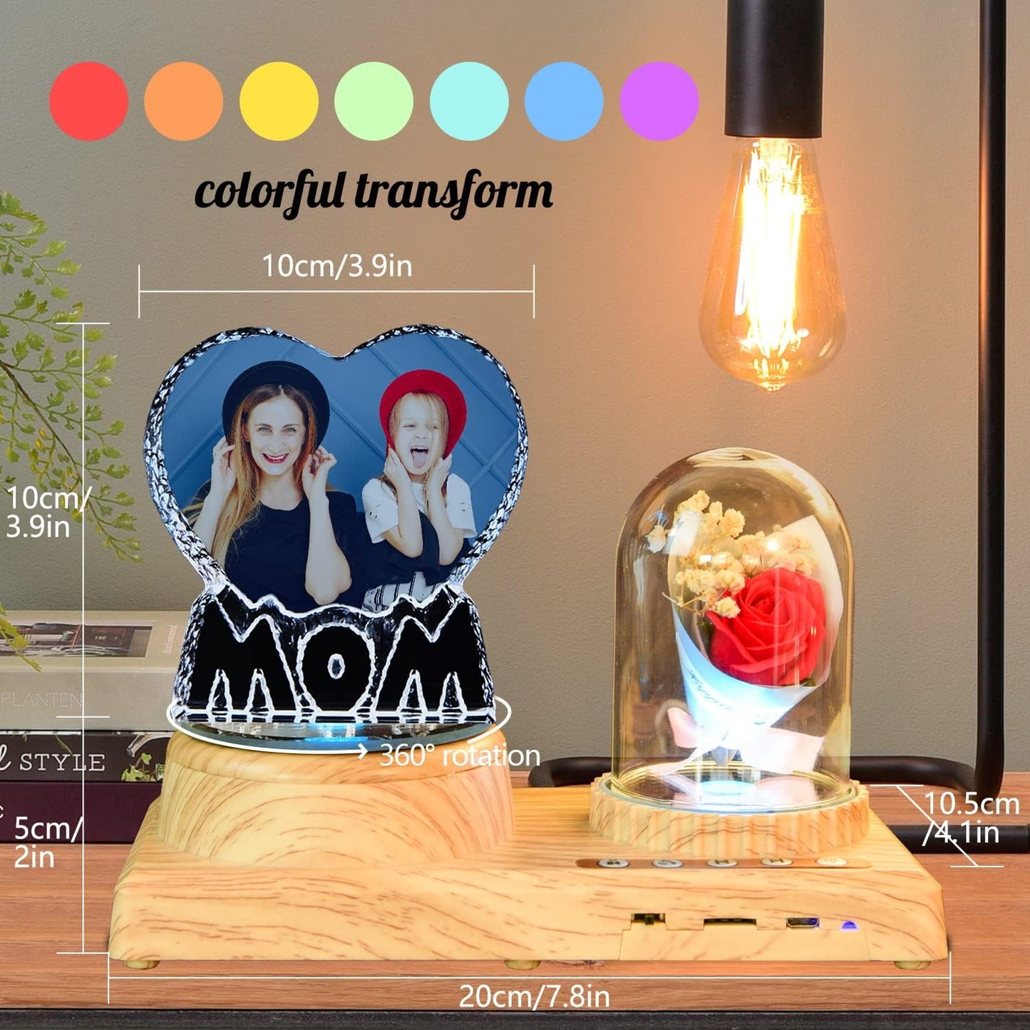 to My Beautiful Mom Gifts MOM Heart-Shaped with Bluetooth Rotating Music Box, Present for Mom from Daughter Christmas Mothers Day Birthday