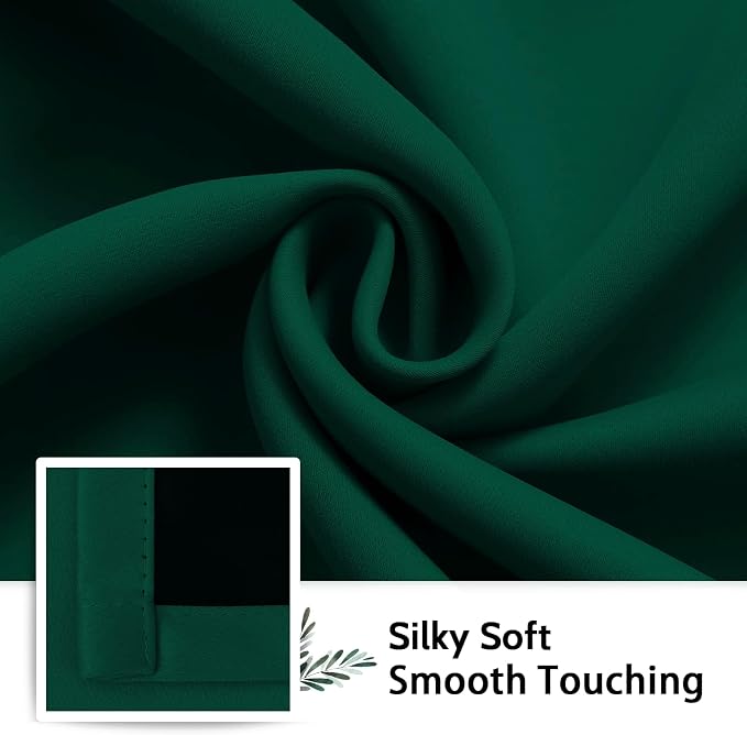 SimpleHome Dark Green 100% Blackout Curtains Room Darkening Living Room 36 | - Image 7