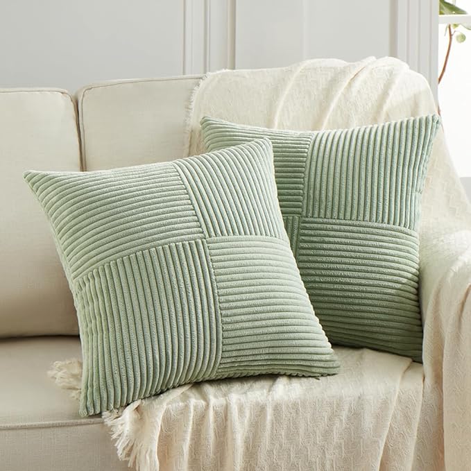 Fancy Homi 2 Packs Sage Green Euro Decorative Throw Pillow Covers 28x28 Inch by Fancy+Homi