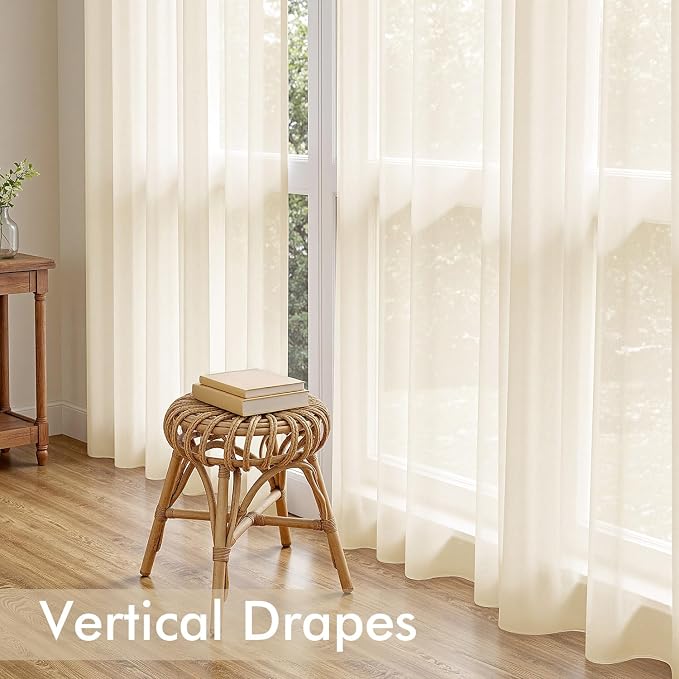 MIULEE Butter Cream Sheer Curtains 84 Inches Long 4 Panels 42 x 84 Inches | - Image 6