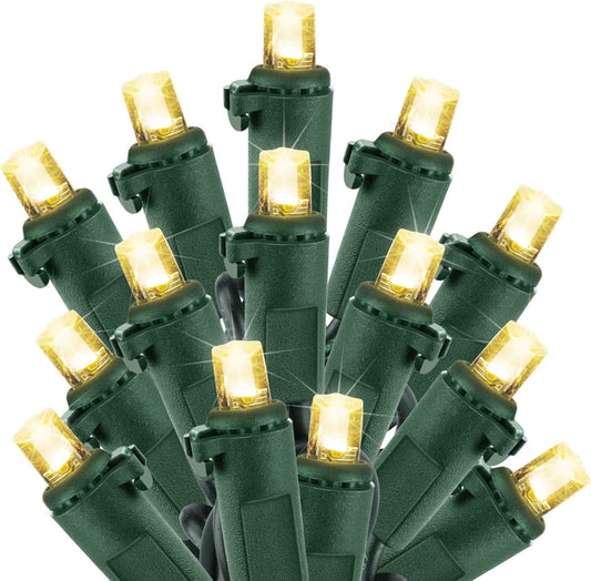 Christmas LED Mini String Lights, 28Feet 100LEDs Mini Lights for Christmas Tree, UL Listed Christma Lights Set Waterproof Plug in for Outdoor Indoor Wreath Roof Garland Holiday Decoration, Warm White
