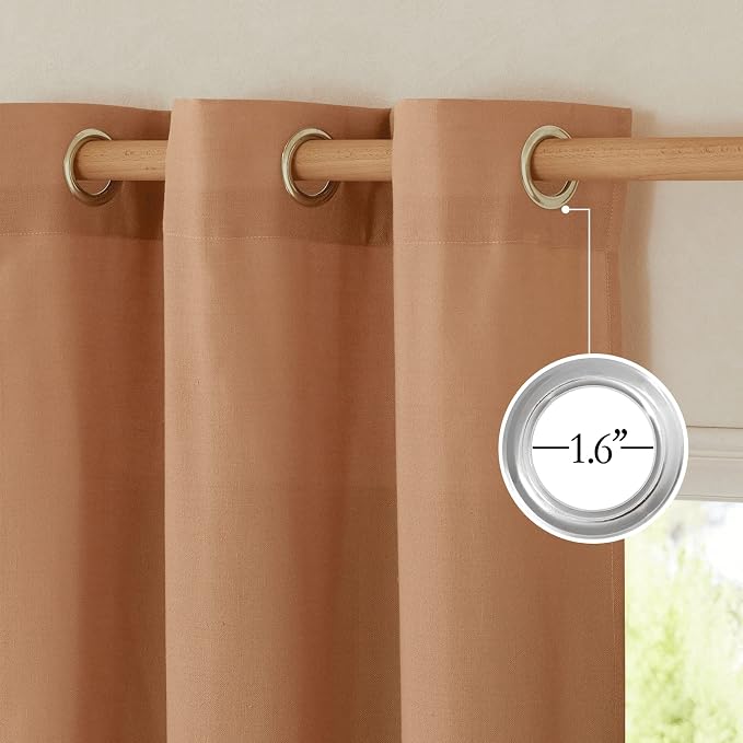 NICETOWN Thick Linen Burnt Orange Curtains - Image 2