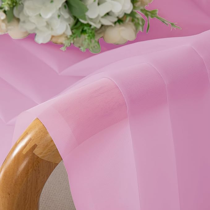 Chyhomenyc Pink Sheer Curtains 30 inch Length 2 Panels, Light Filtering Voile - Image 7