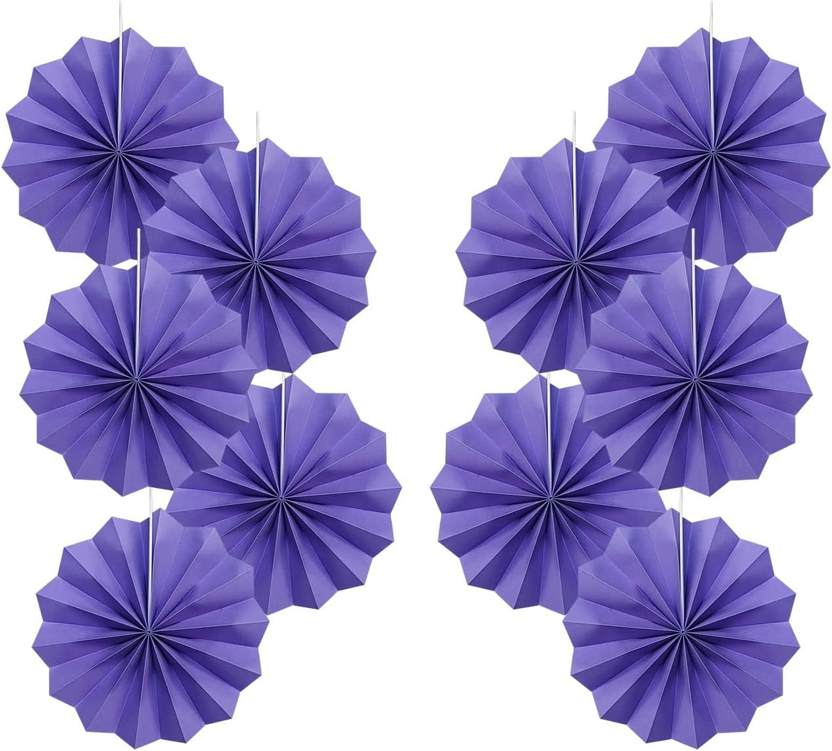 Purple Party Decorations,Purple Bridal Shower Decorations,Halloween Decor Events Accessories,Retirement Decorations Paper Fans Bulk 8in,Anniversary Decorations for Party 30 Color DIY Set(Purple)