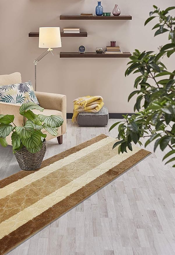 Custom Length Hallway Runner Rug, Slip Resistant, Trellis Beige, 26 Inch X 19 - Image 4