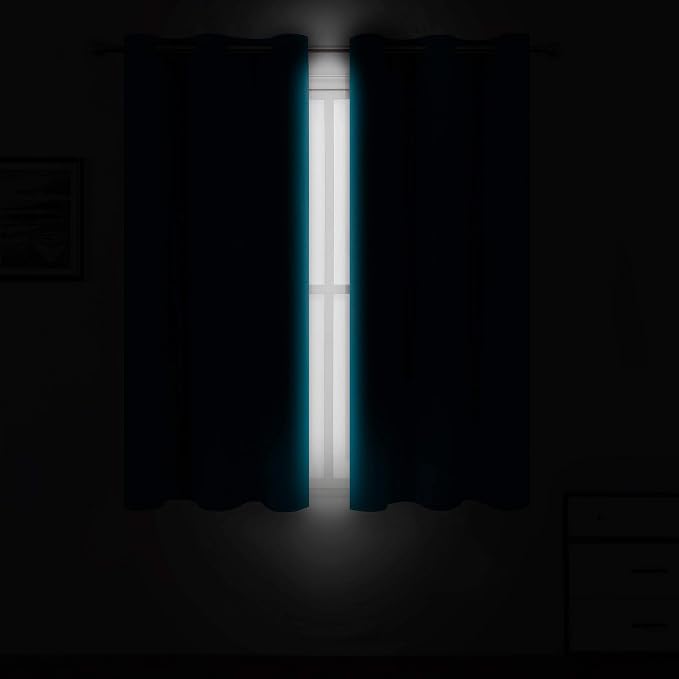 Teal Blackout Curtains 34 x 54 Inch Length/Set of 2 Curtain Panels/Thermal - Image 3