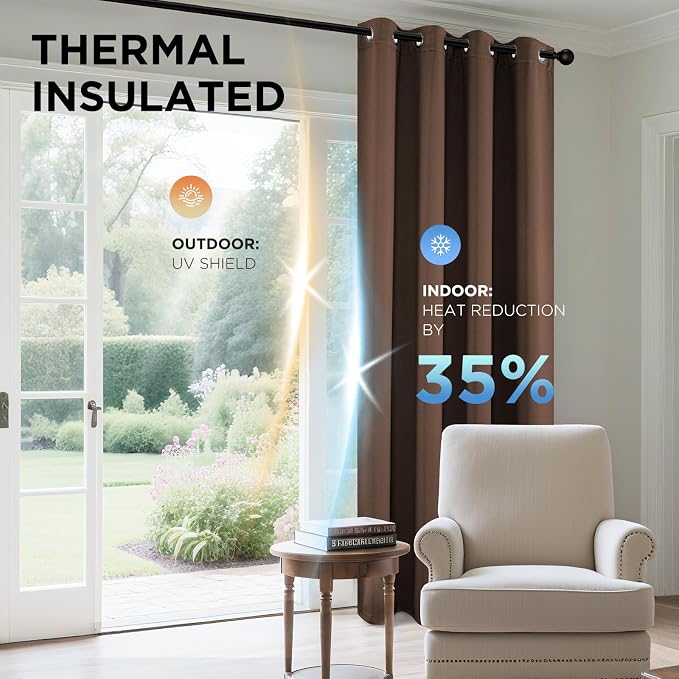 Joydeco Blackout Curtains 90 inch Long 2 Panels Set, Thermal Insulated Long - Image 5