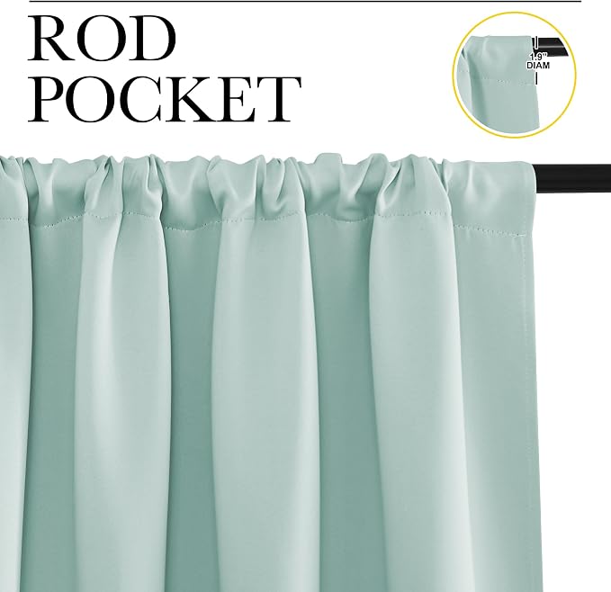 NICETOWN Window Curtains Blackout Drapes, Aqua Blue, 1 Pair, 52 by 84-Inch - Image 2