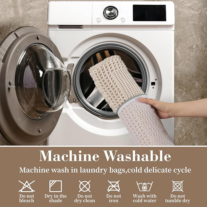 RESARE Waffle Bath Mat for Bathroom Non Slip Bathroom Rugs 24x36 Pale Beige | - Image 6