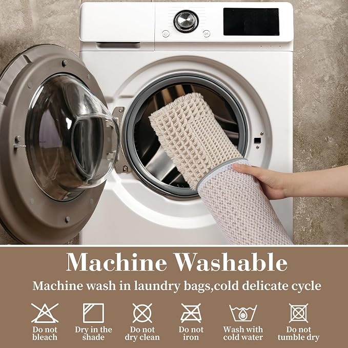 RESARE Waffle Bath Mat for Bathroom Non Slip Bathroom Rugs 17x24 Pale Beige | - Image 6