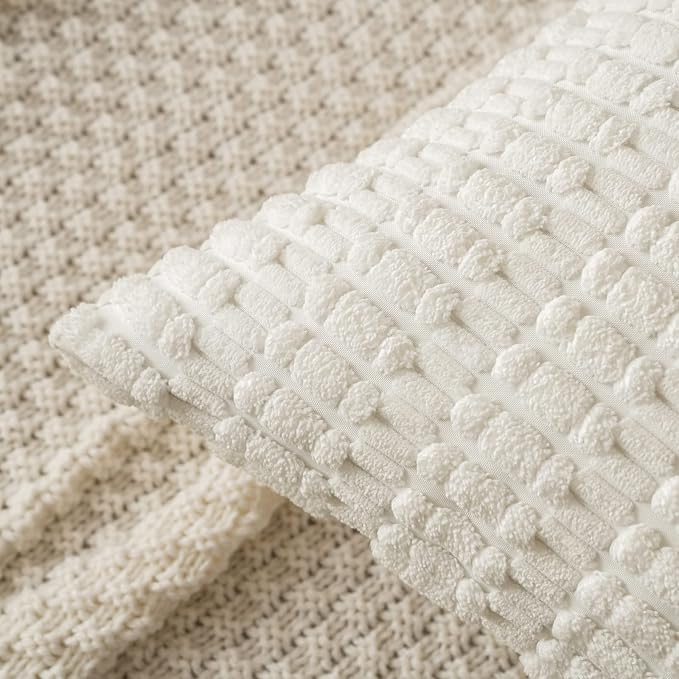 MIULEE Corduroy Decorative Throw Pillow Covers 16x16 Pure White Pack of 2 | - Image 8