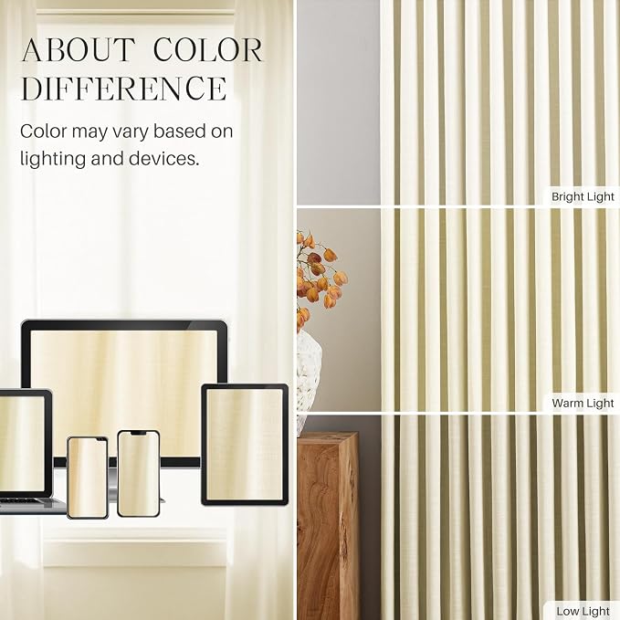Pinch Pleated Linen Curtains 100% Blackout 102 Inches Long - Image 7