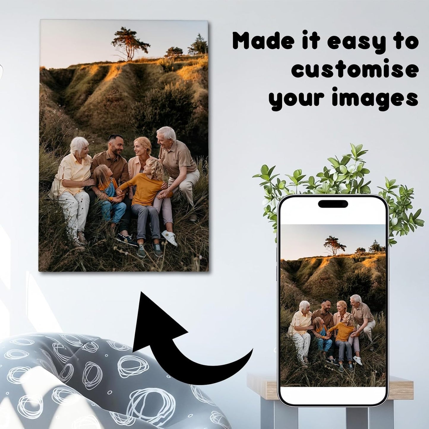 Canvas Prints With Your Photos, Custom Poster On Canvas Customized Canvas Prints with Your Photos Gift for Living Room, Bedroom, Friend，Lover, Wedding Pet Baby Family Photo Framed Wall Art 36×24