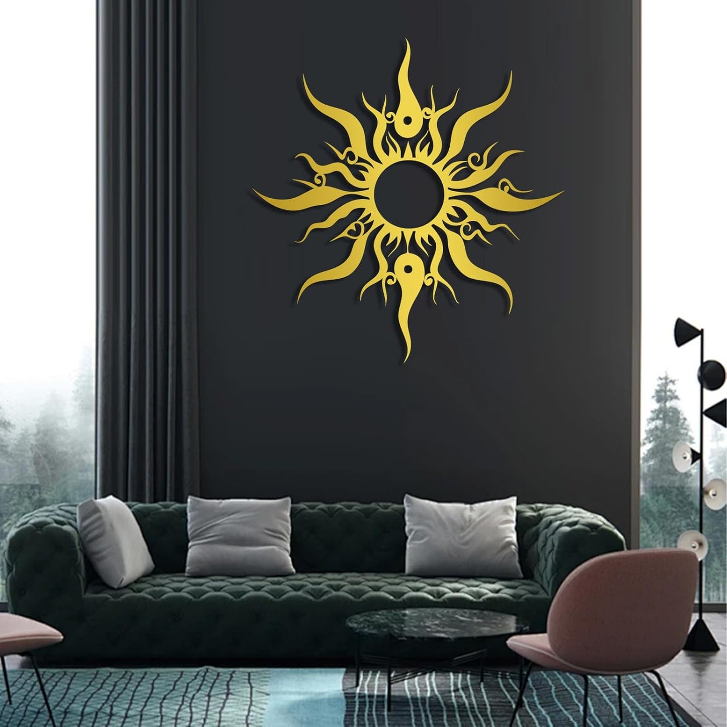Hotuijxca Metal Wacky Sun Wall Art, Wacky Sun Metal Decor for Livingroom, Bedroom (White, 28"x27"/70x67cm, metal wall art)
