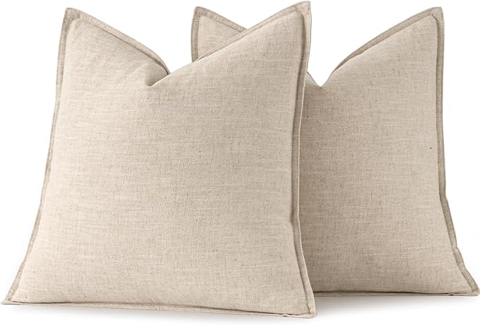 MIULEE Decorative Linen Pillow Covers 18x18 Inch Natural Beige | Boho - Image 6