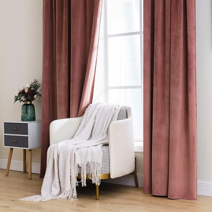 MIULEE Velvet Curtains 52x96 inches 2 Panels Dusty Rose Pink Curtains | Luxury - Image 7