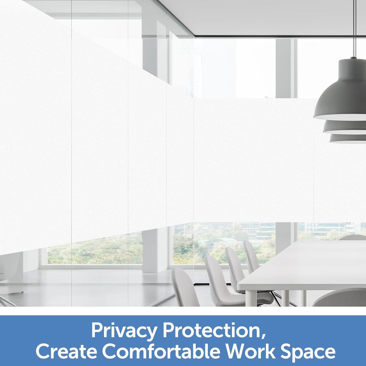 HIDBEA Frosted Window Privacy Film - Non Adhesive Static Cling Glass Stickers Sun UV Blocking Heat Control Door Covering Decals for Home Office(35.4 x 98.4 Inch, Frosted White)