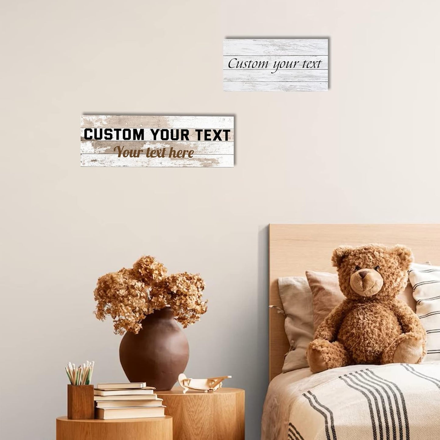 LZIMU Custom Text Signs Wall Decor Personalized Canvas Quote Family Sign Wall Art Wood Background Rustic Farmhouse Decor Framed (5"x15")
