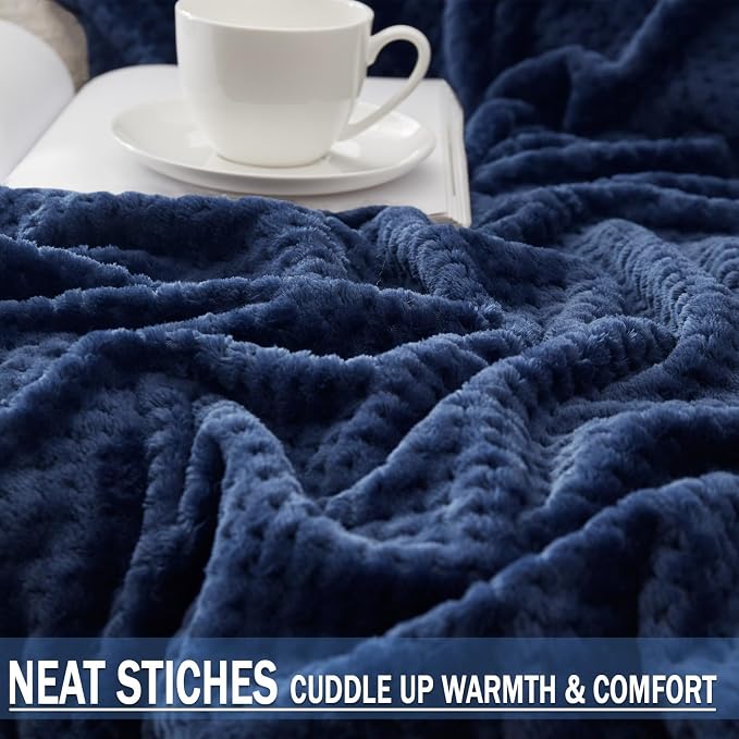 Exclusivo Mezcla Soft Waffle Fleece Bed Blanket Twin XL Size, Cozy Fluffy Design - Image 6
