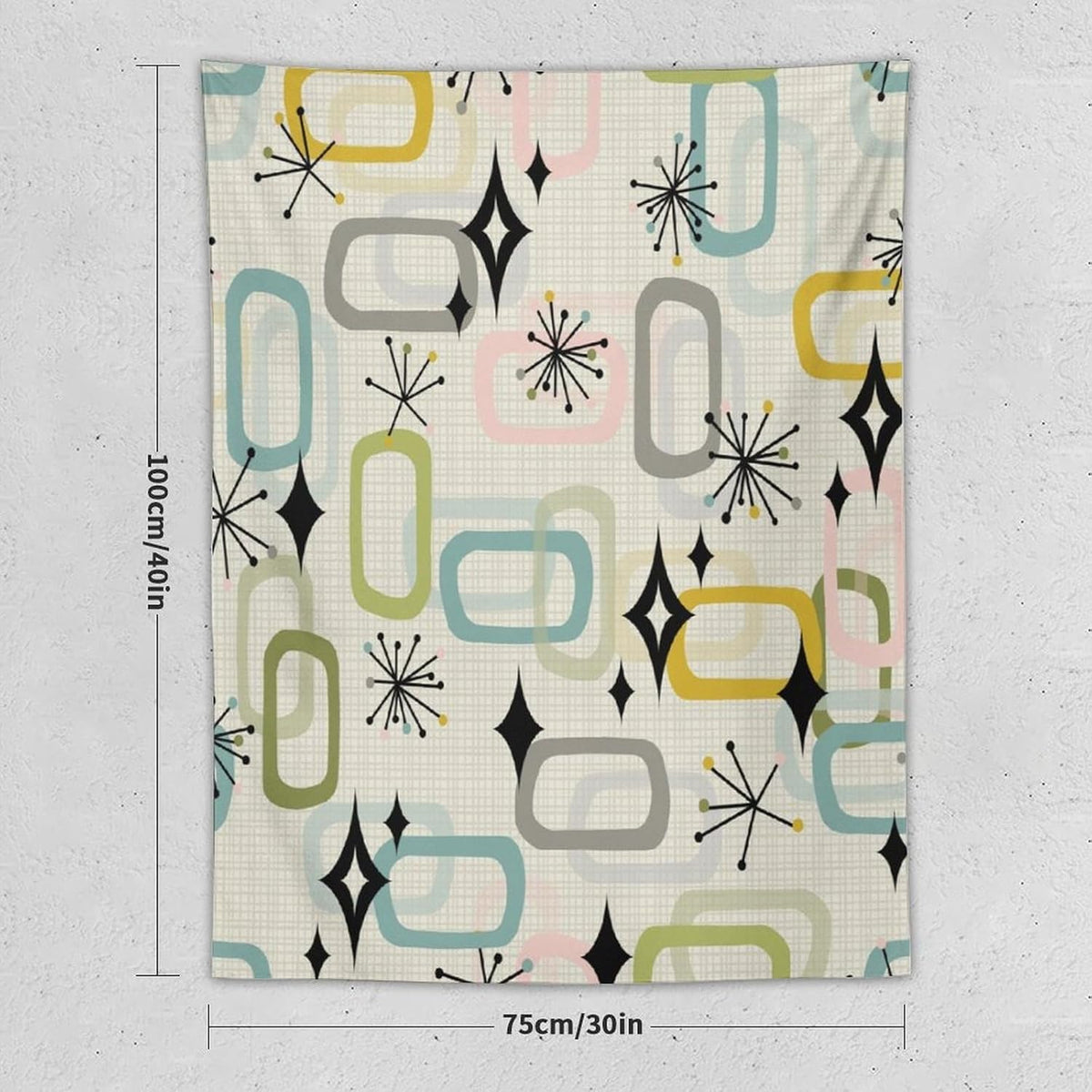 ICMOLYYENLO Boho Medieval Cat Tapestry, Abstract Atomic Starburst Geometric Aesthetic Art Wall Hanging For Bedroom Living Room Dormitory 40x60 Inches