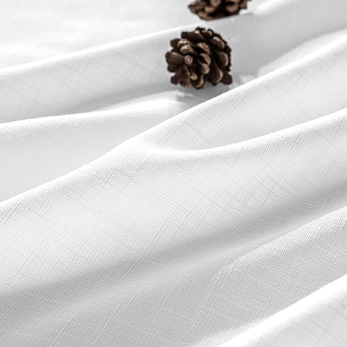 MIULEE White Linen Curtains 86 Inch Long 2 Panels - Image 2