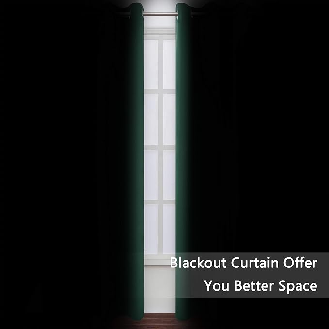 Dark Green Bedroom Blackout Curtains/52 x 54 Inch Long/Set of 2 Curtain - Image 3