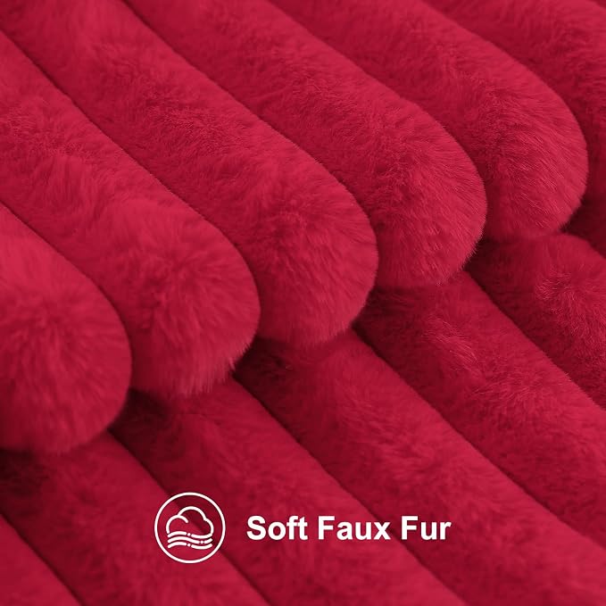 decorUhome Fall Faux Fur Throw Pillow Covers 12x20 Set of 2 Red | Decorative - Image 2