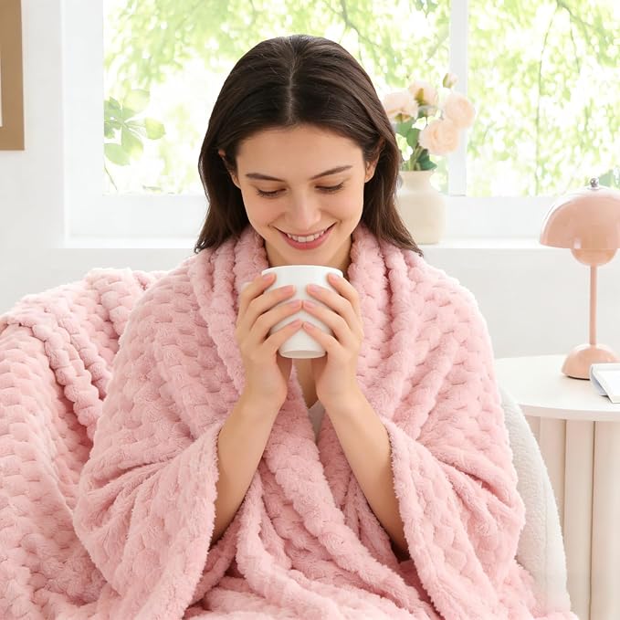 BEDELITE Pink Twin Blanket for Couch, Soft Cozy Gifts for Women, 60 * 80 | 3D - Image 5
