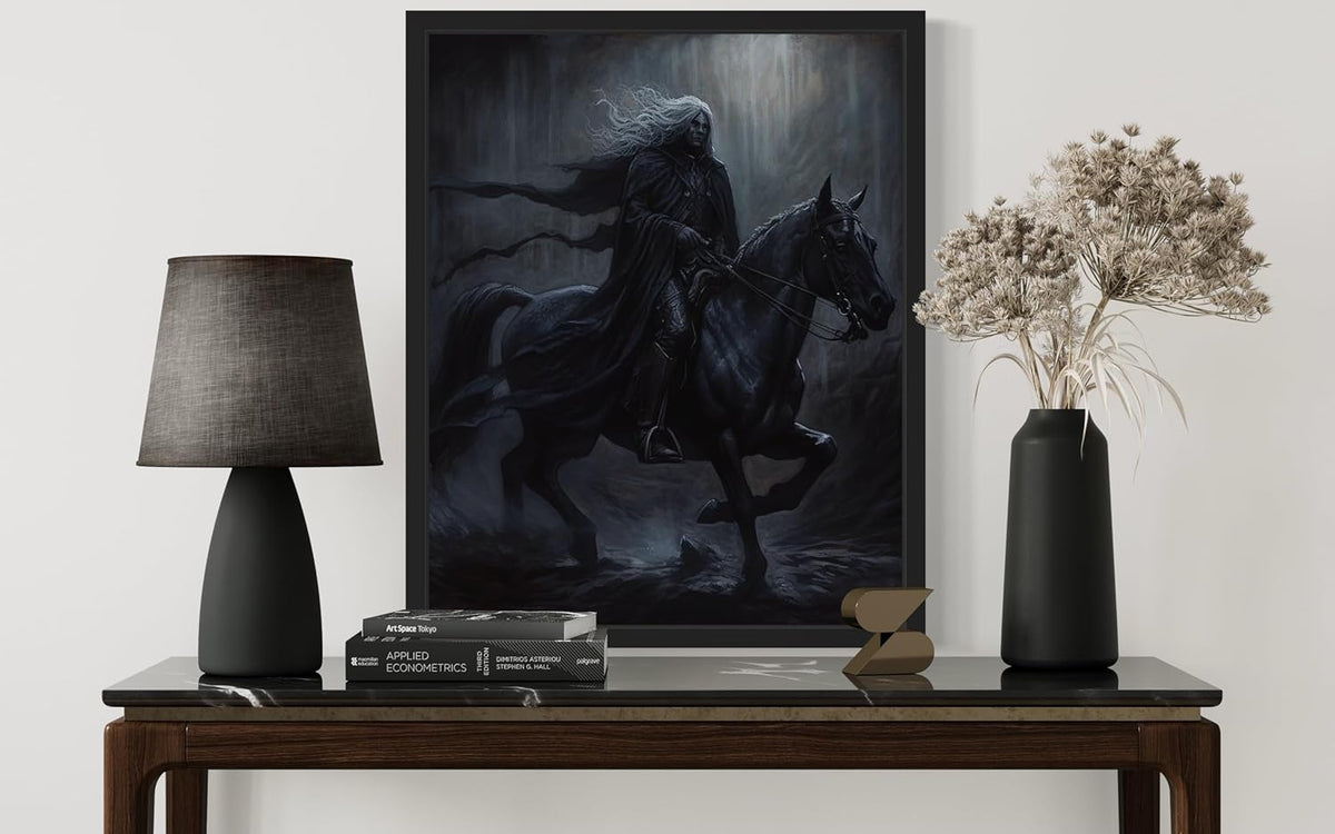 Black Dark Knight Poster Art Print, Halloween Scary Vintage Wall Art Academia Spooky Painting Decoration for Horror Prints, Gothic Posters Bedroom Decor 89 (Black Dark Knight, 11 x 14 inches, Unframed)