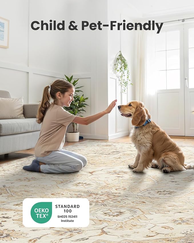 AMADA HOMEFURNISHING 10x14 Washable Area Rug, Low-Profile Large Area Rug - Image 3