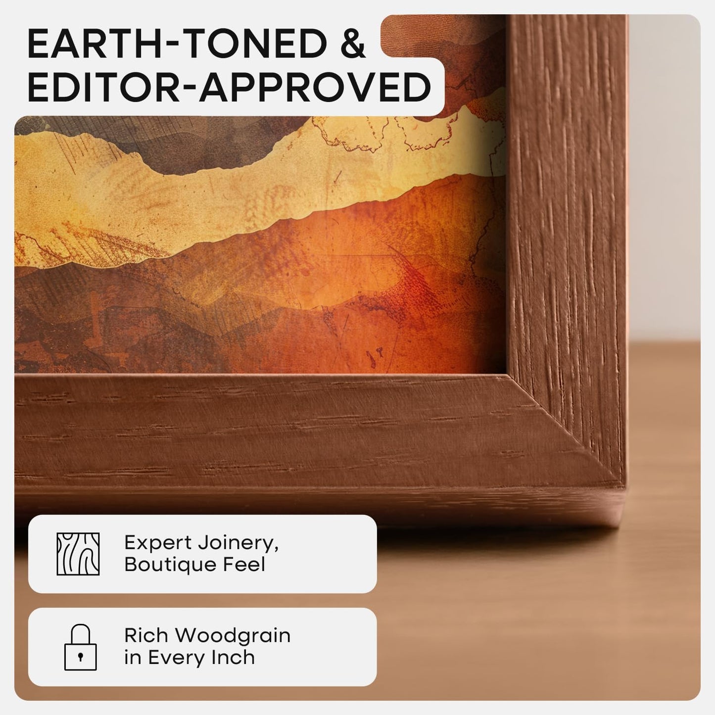 Homeforia 11x11 Picture Frame Brown, High-End Dark Oak 11 x 11 Square Brown Wood Frames with Mat 9 by 9 Photo, 11by11 Wooden Walnut Poster Frame Matted to 9x9 Print, Tempered Glass, Wall Kit, Set of 1