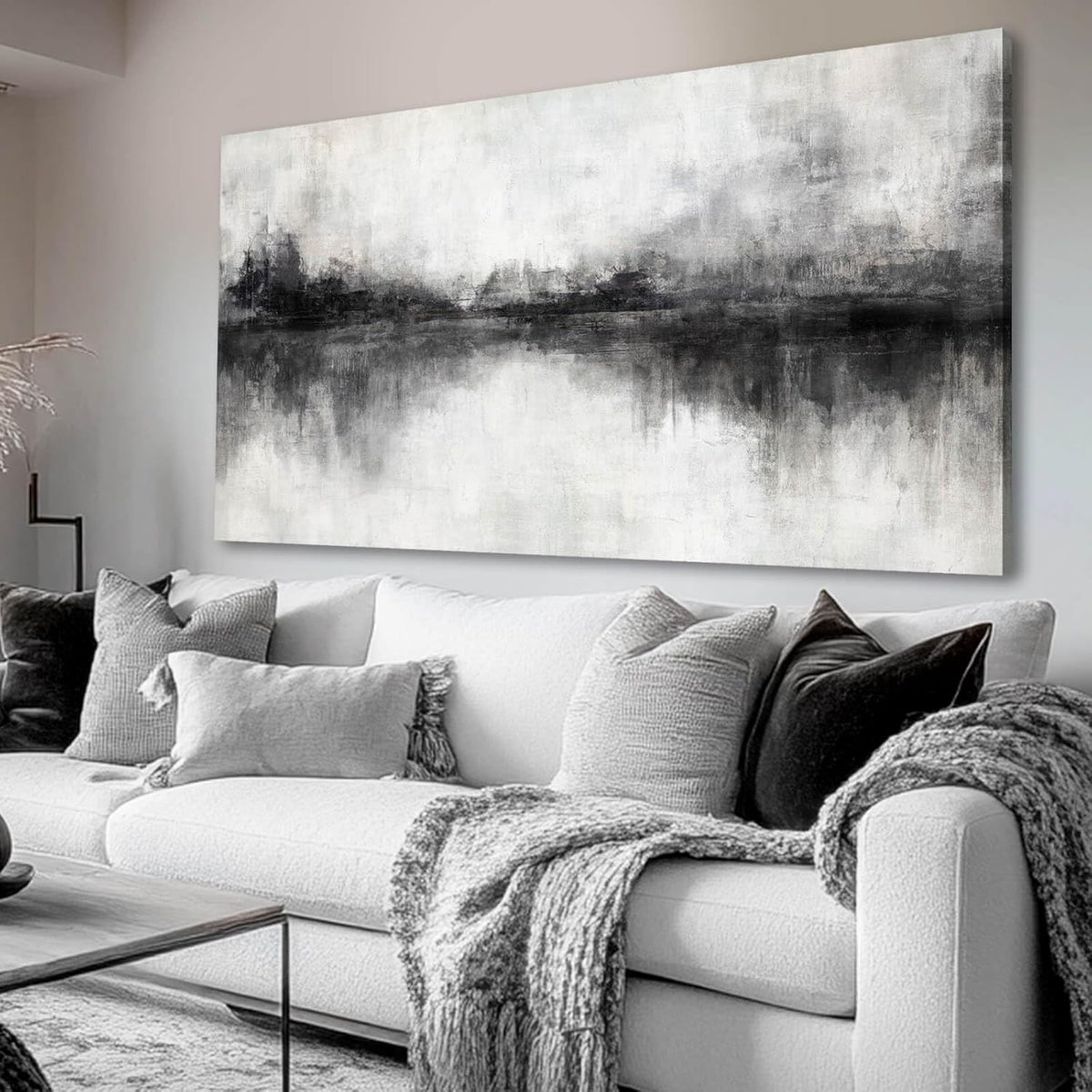 Canvas Prints Wall Art for Living Room Black Abstract Art Wall Decor Grey Pictures Wall Painting for Bedroom Office Artwork 29"x 58" Home Decor