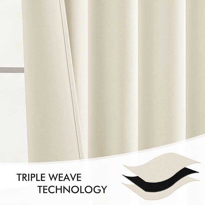 MIULEE Birch Back Tab Blackout Curtains 52x108 Inch Long 2 Panels Set | Rod - Image 7