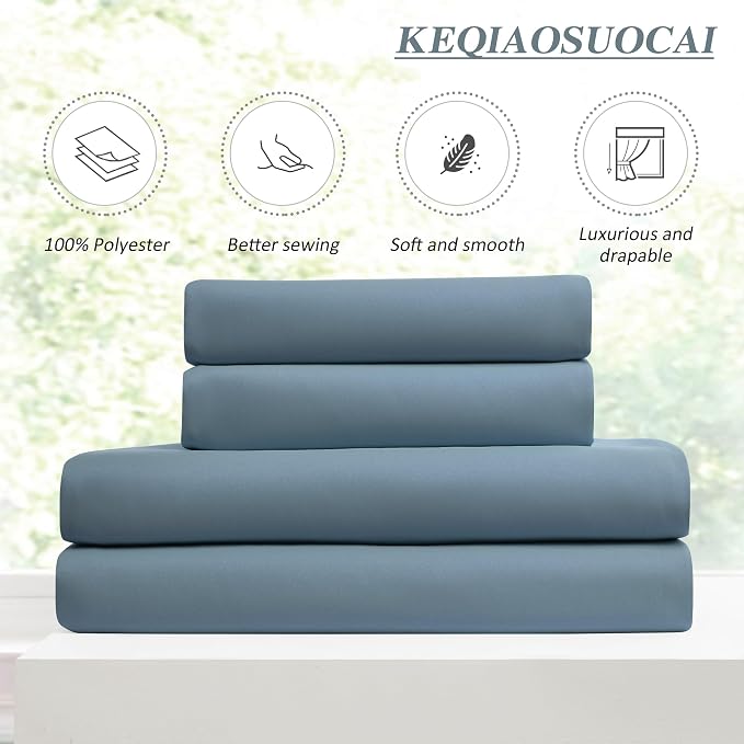 Dusty Blue Pinch Pleated Curtains 138 Inches Long Room Darkening Draperies - Image 5