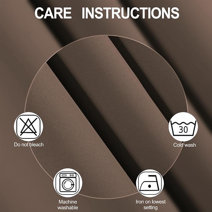 Blackout Curtains 52 x 90 Inch Long Chocolate Curtains Set of 2 Panels Room - Image 4
